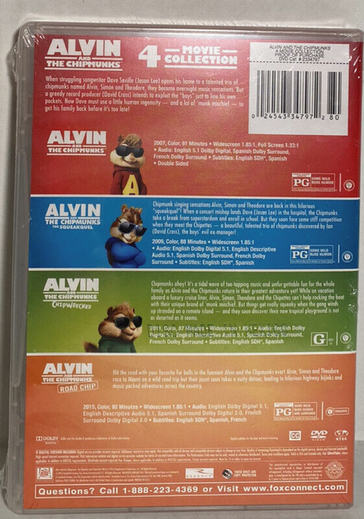 Alvin And The Chipmunks: 4-movie Collection [new Dvd] - Luux Movie 